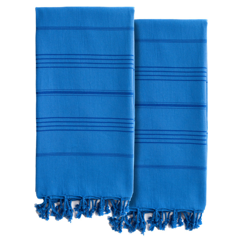 Serviette de plage en coton turc Summer Fun Pestemal, Bleu