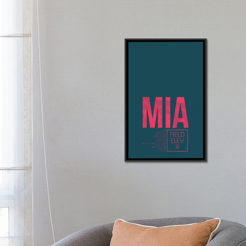« miami », art textuel sur toile, "miami traffic control series", H 26 po x l 18 po x P 1,5 po, Toile avec cadre noir