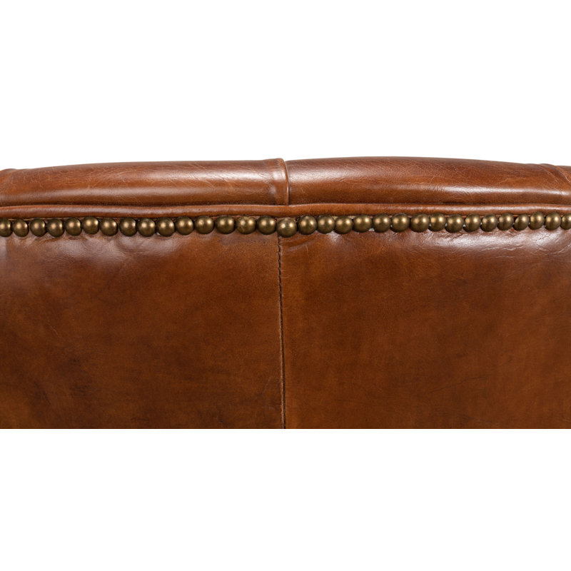 Morford Wingback Chair, Vintage Cigar Genuine Leather