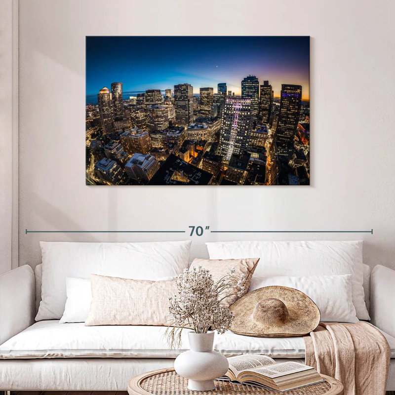 Blue Hour Boston Skyline, H 30 po x l 45 po