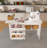 4-In-1 Folding Sewing Table With Lockable Wheels – Multi-Functional Craft Station, End Table, Computer Desk & Kitchen Storage With Shelves, White Rolling Sewing Machine Table For Apartments