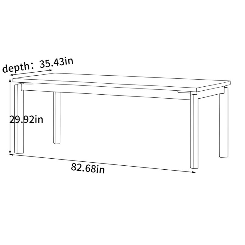 Simple study desk, 29.92" H x 82.68" W x 35.43" D