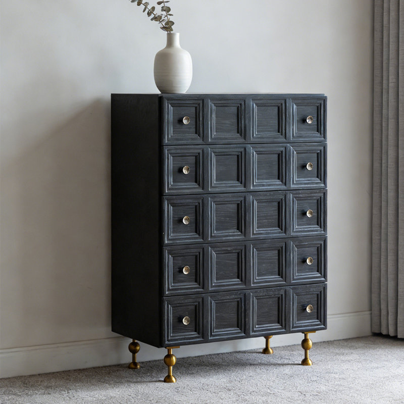 French Retro Style Accent Chest, Black