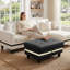 Rectangular Storage Ottoman Bench With Hinged Lid, Faux Leather Footrest For Living Room, Bedroom, Entryway, Black With White Strip, 35"X23.5"X17.5"-347390359
