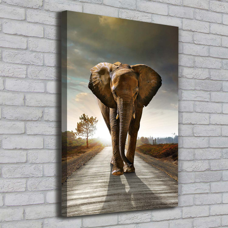 Strolling Elephant - Wrapped Canvas Print