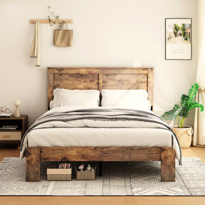 King Size Platform Bed Frame, Wood Construction, Noise , No Box Spring Needed, Quick And Easy Setup With Tools, Large Under Storage, Dark Black, Industrial Style Modern Bedroom - Feature, Necessary,