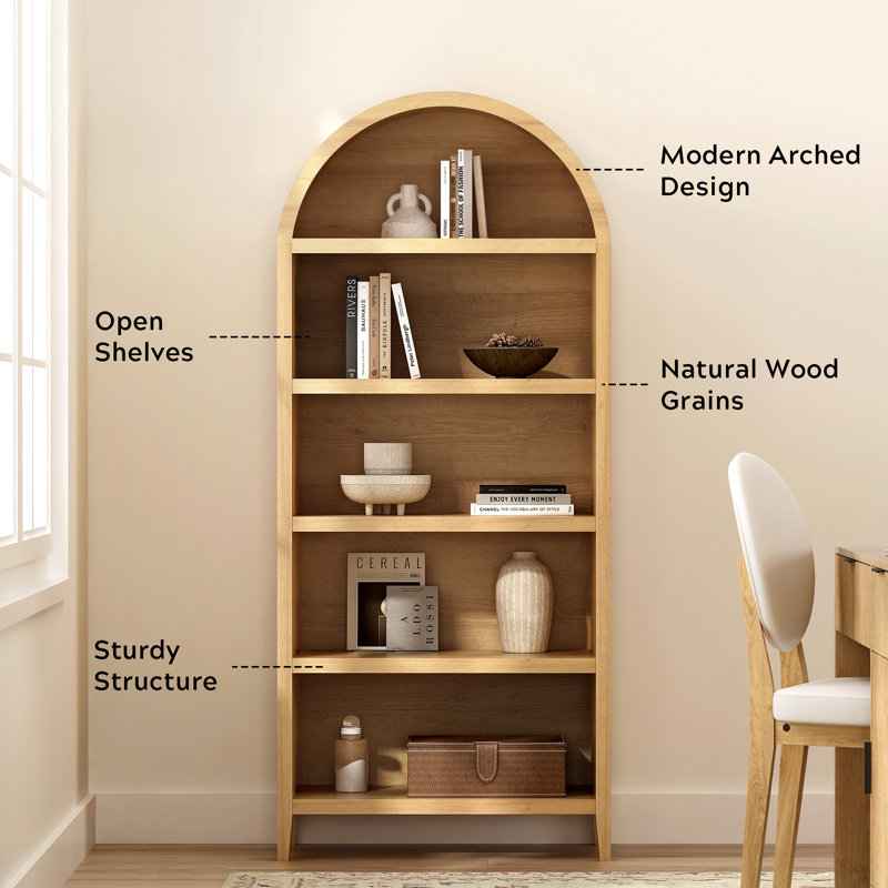 70.9"H*30.7"W 5-Tier Arched Cabinet Bookcase（Set of 2）