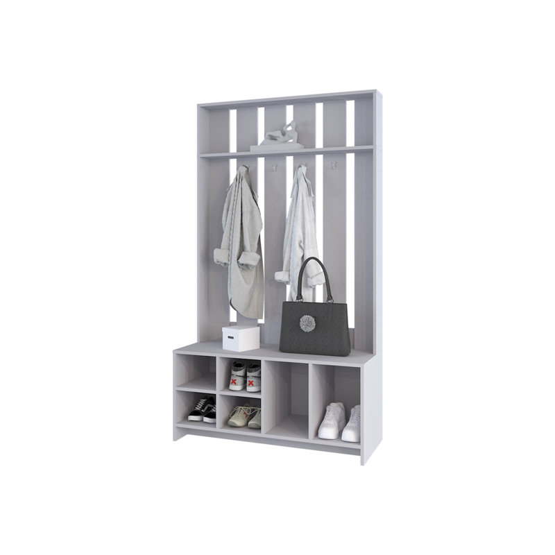 Van Hall Tree in Melamine, Open Storage y Coat Space, Smoke