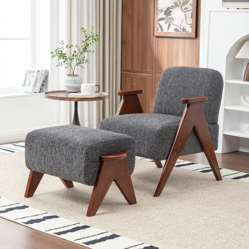 Fauteuil avec repose-pieds Bula, Gris foncé