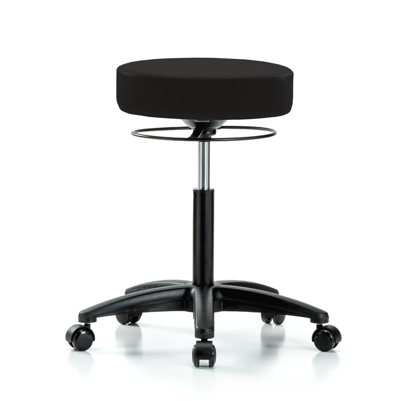 Tabouret réglable en hauteur PERCH Stella | Hauteur du banc moyen: 21 à 28,5 po, Vinyle noir, Noir
