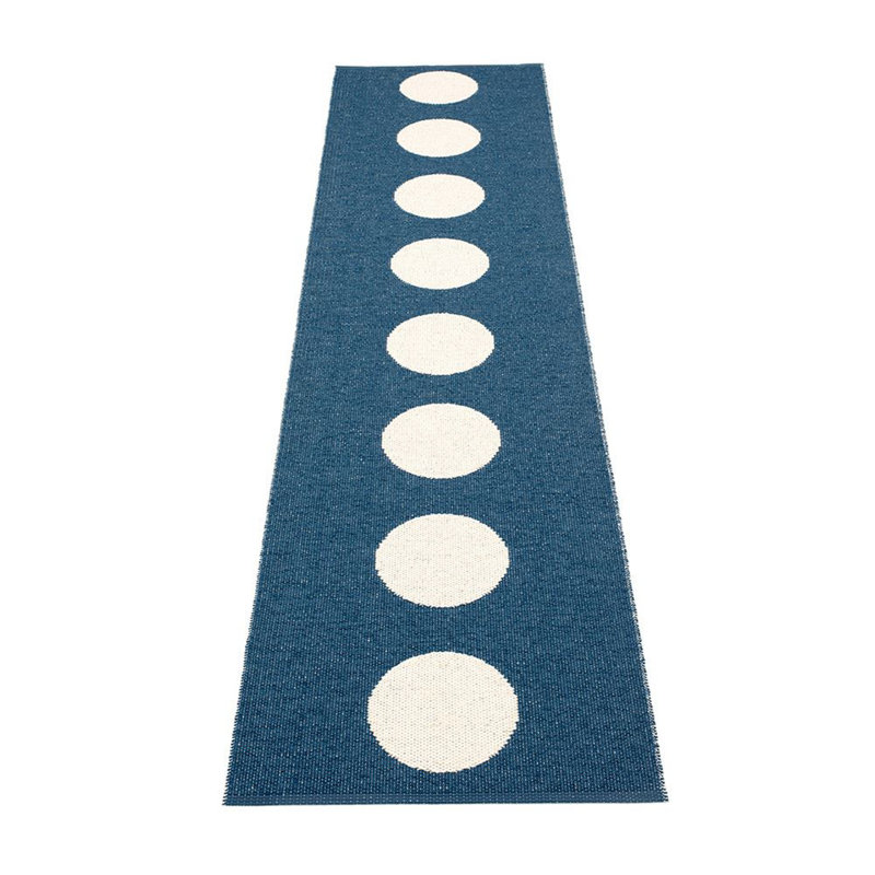 Vera Polka Dots Area Rug in Ocean Blue/Off-White