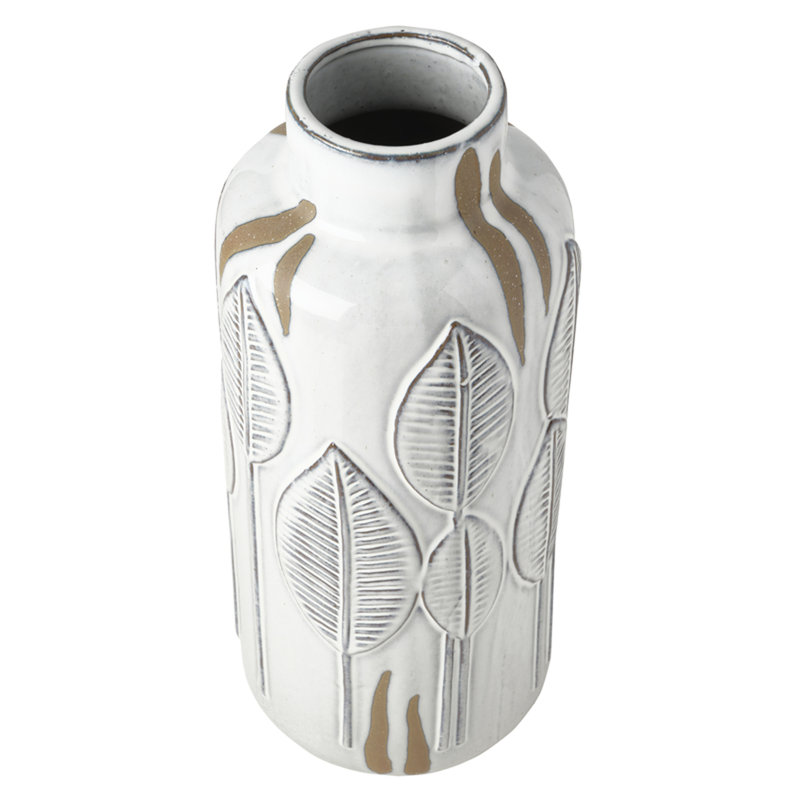 Embossed Leaves Ceramic Table Vase