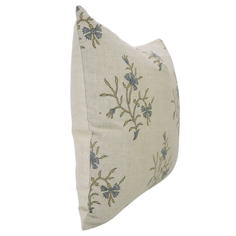 Coussin décoratif décoratif à motif floral Fab divine, H 20 po x l 20 po, Brun / vert floral / imprimé en bloc, Carré