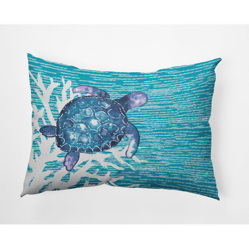 Coussin réversible Beach Holiday, Imprimé animal des Caraïbes turquoise