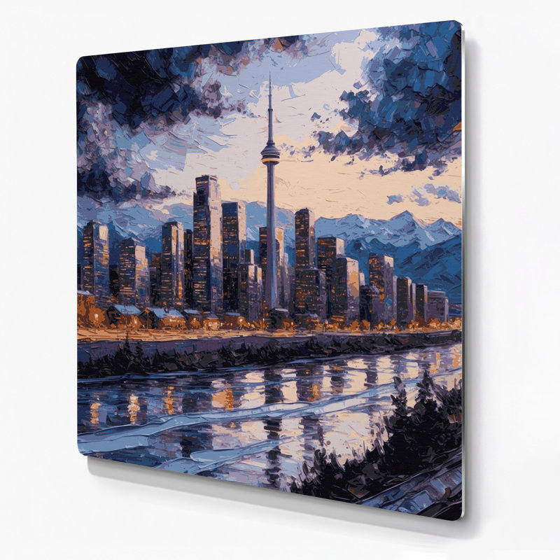 Art mural mauve en villes, Calgary, Alberta, H 32 po x l 32 po