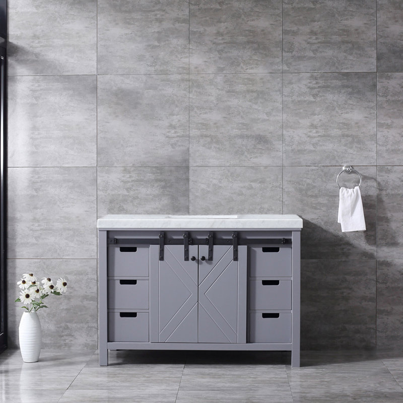 Marsyas 48" Dark Gray Single Vanity with Carrara Marble Top