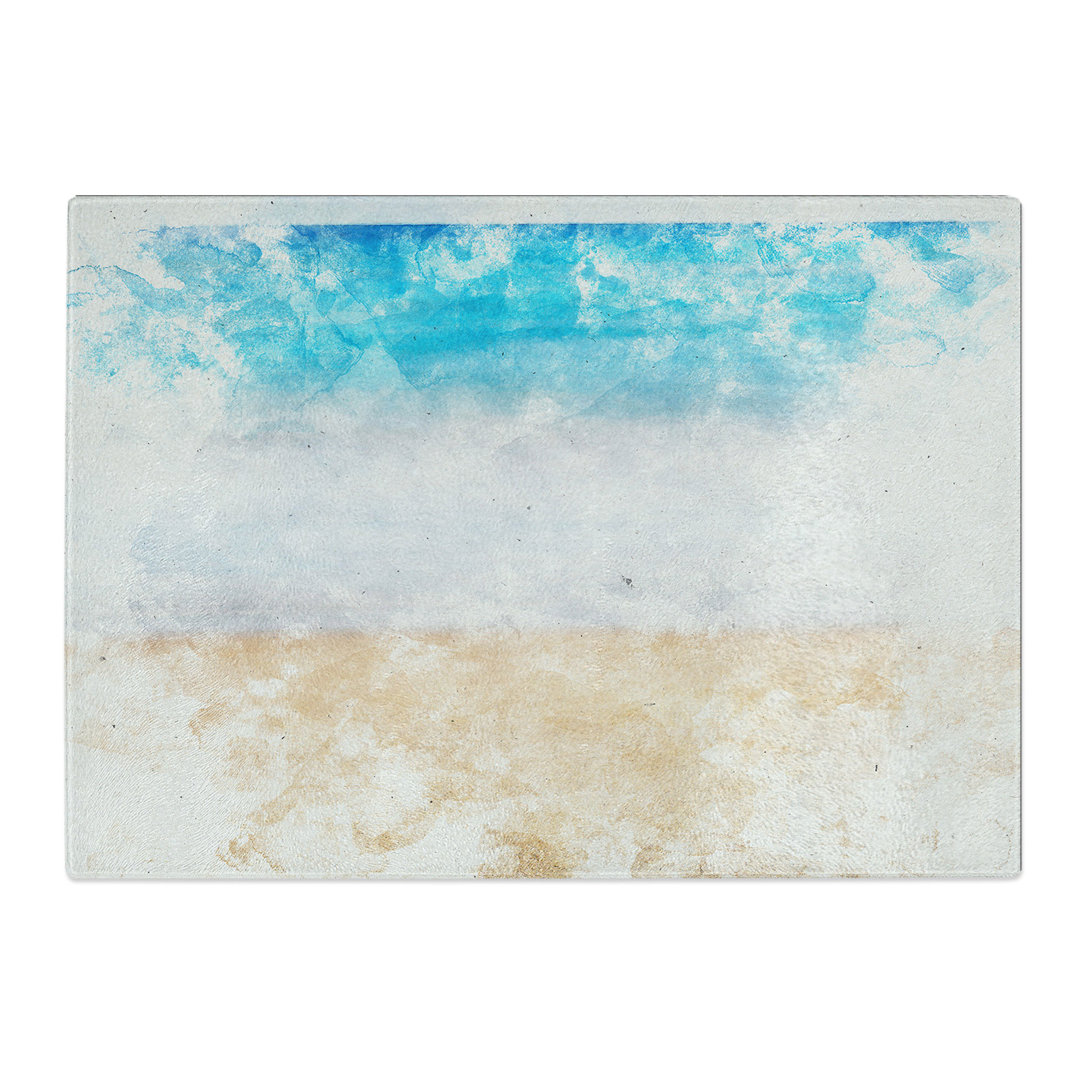 Tempered Glass upon a Beach in Tarragona Spain Watercolour Chopping Board