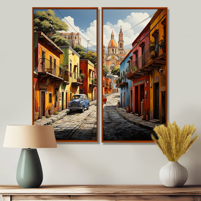 Mexico Mexico Fiesta City III - Jaune, art traditionnel sur toile