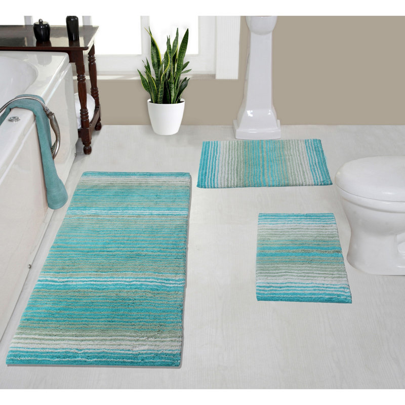 Alamanno 3 Piece Bath Rug Set, Turquoise