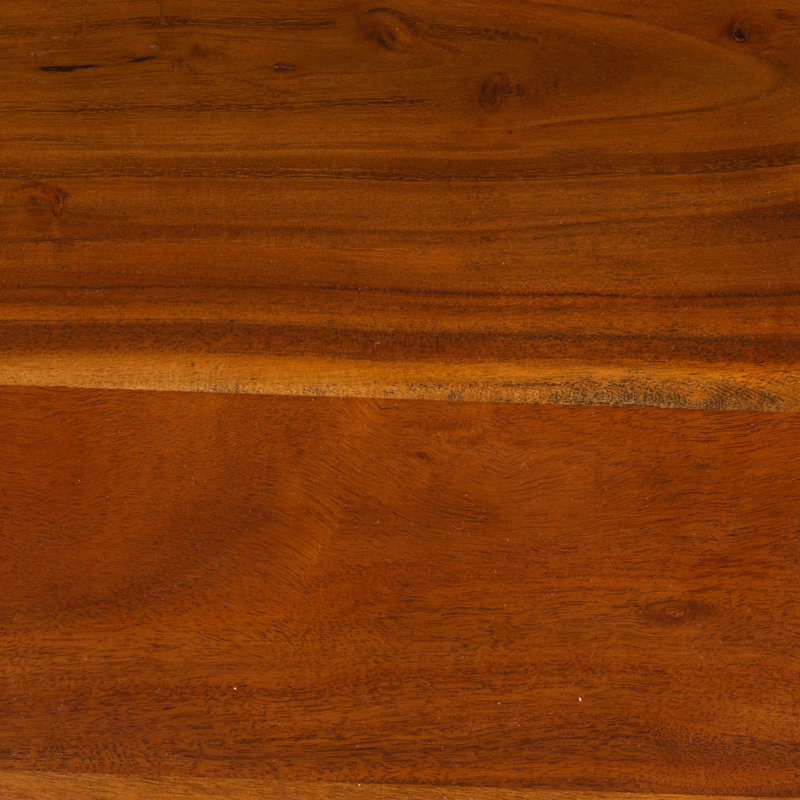 Table de salle à manger en bois d'acacia en forme de pilule avec base en demi-lune au fini naturel, Naturel