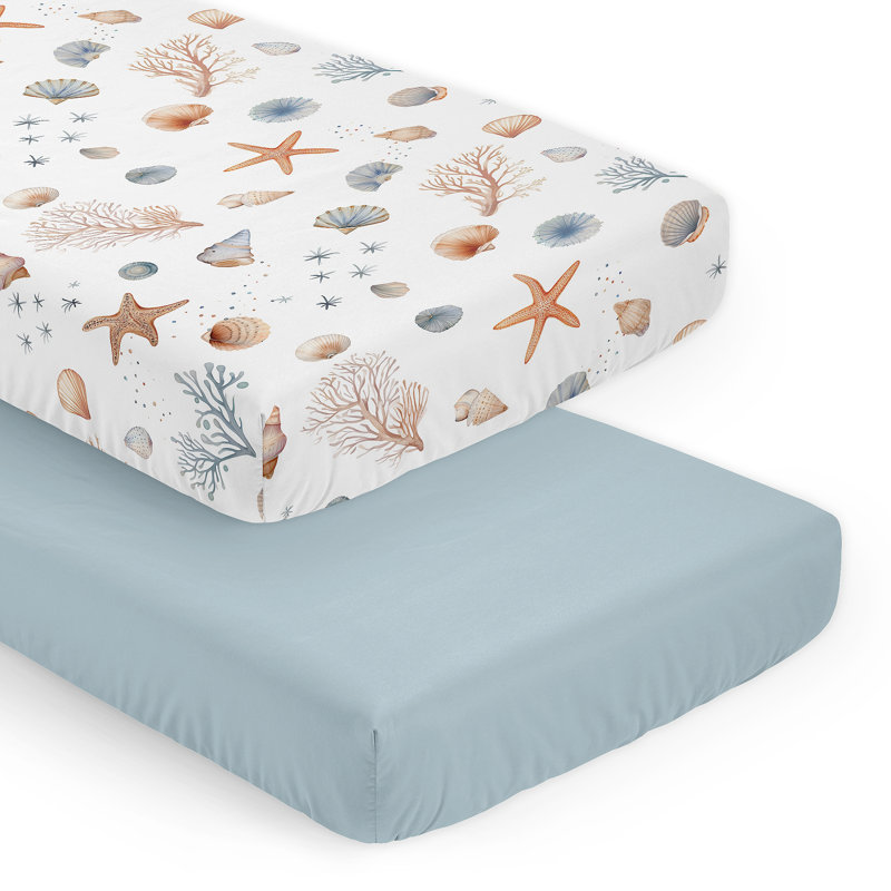 Ocean Seashells 2 Pack Fitted Crib Sheet