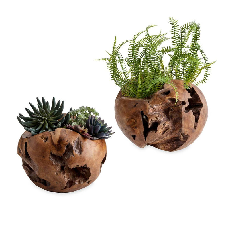 Como Wood Table Vase, 9.75" H x 11.5" W x 11.5" D