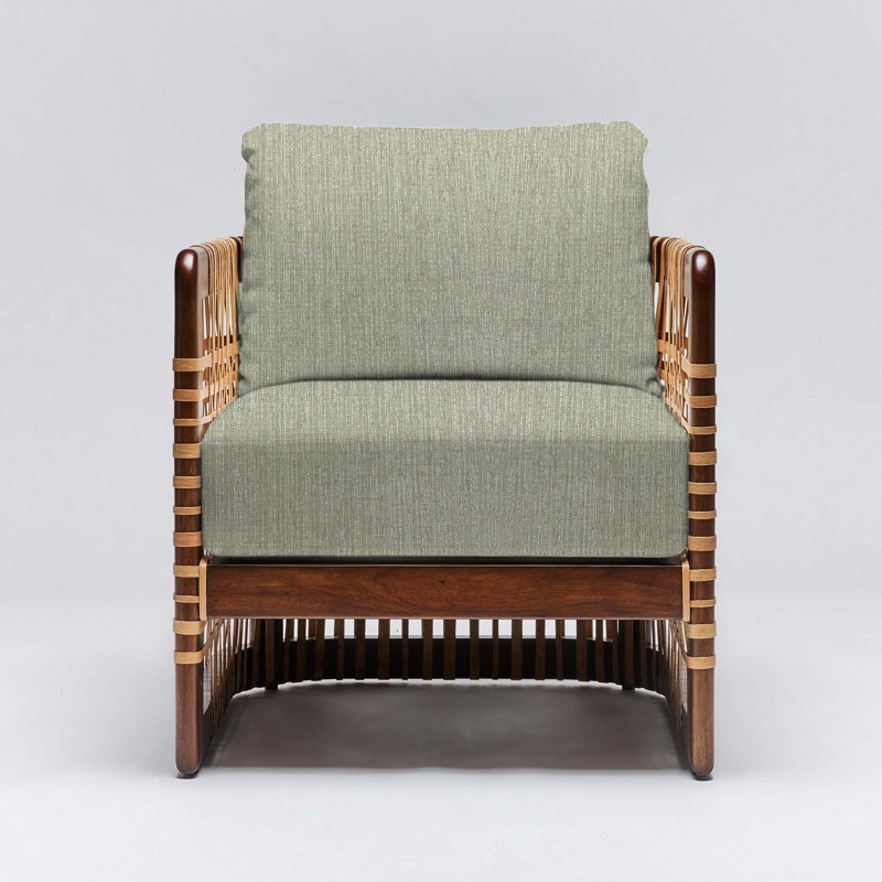 Fauteuil Palms, Tissage de lin naturel, Châtaignier clair