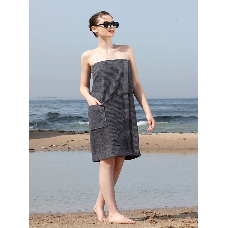 Peignoir au-dessus du genou avec poches MaKee, S, M, Gris anthracite