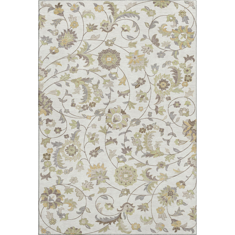 Premium Machine Washable Goulven AMF1006 Floral Rug, Rectangle 10' x 14'