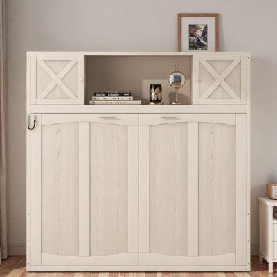Murphy Bed With 2 Storage Cabinets And Open Shelf