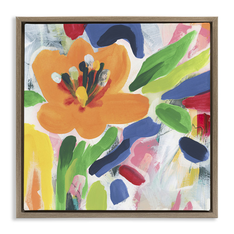 Cadre flottant «Blossoms in Rich Hues», design par June Erica Vess, Cadre flottant orme Montalcino, H 18 po x l 18 po