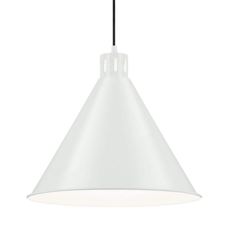 14.25" 1-Light Cone Pendant, White