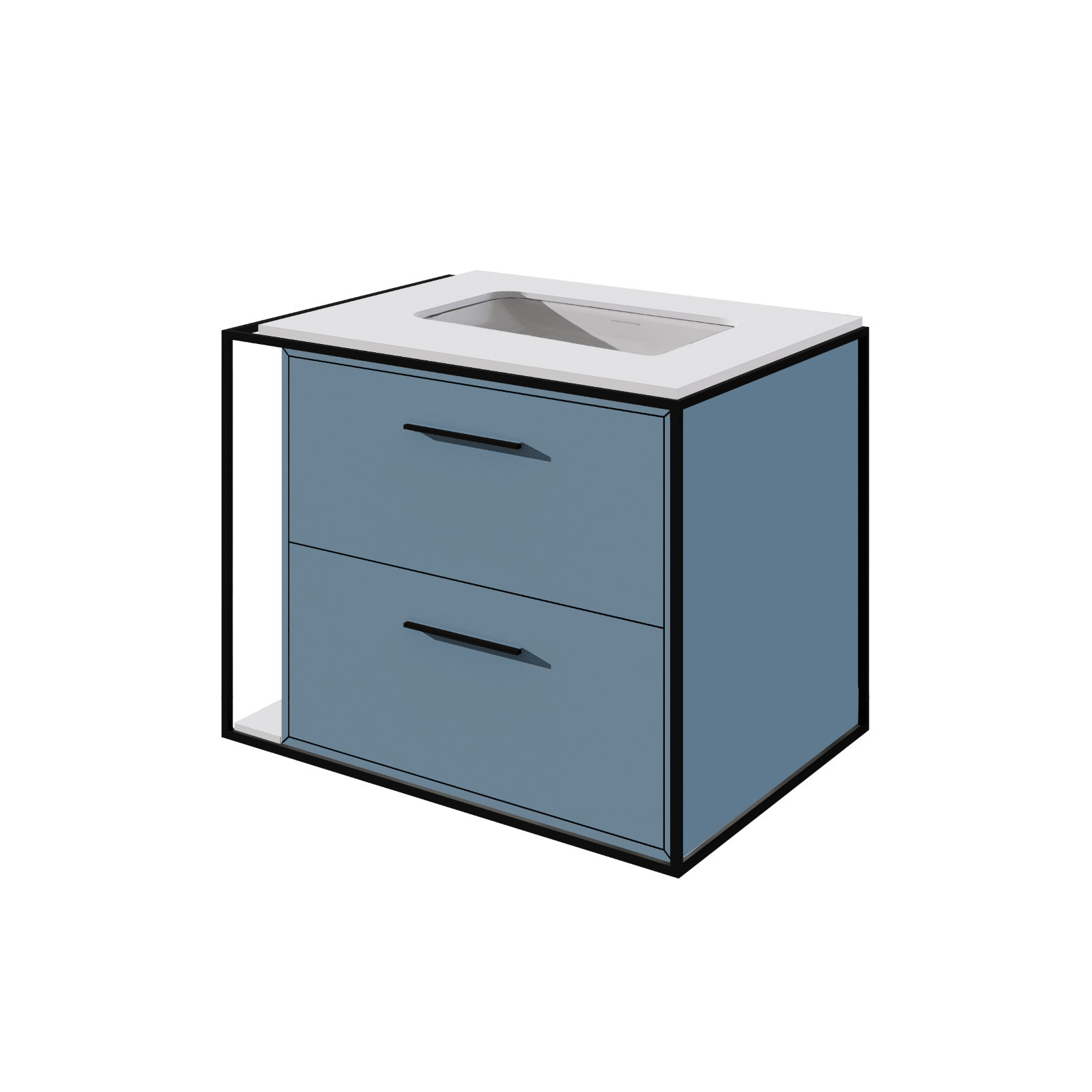 Linea 24" Single Vanity , Azure, Wall Mount, Matte Black
