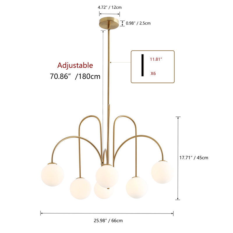 Abrial 6-Light Sputnik Chandelier - 25.98 inch