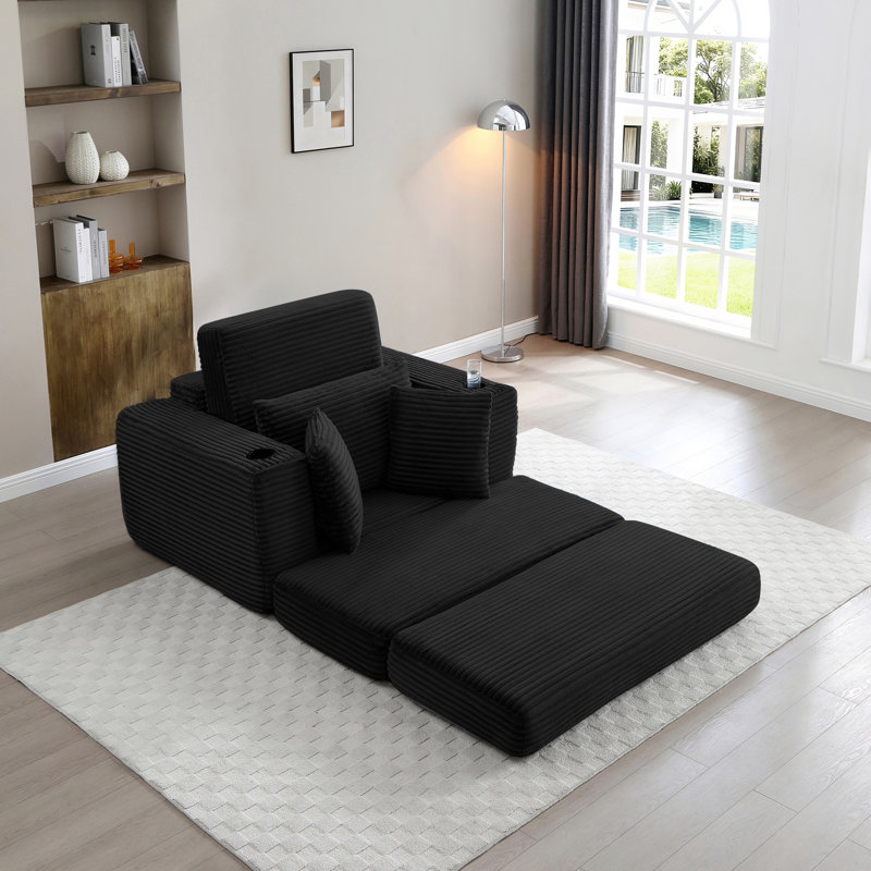 Chaise longue sans os 52,4 po, Noir