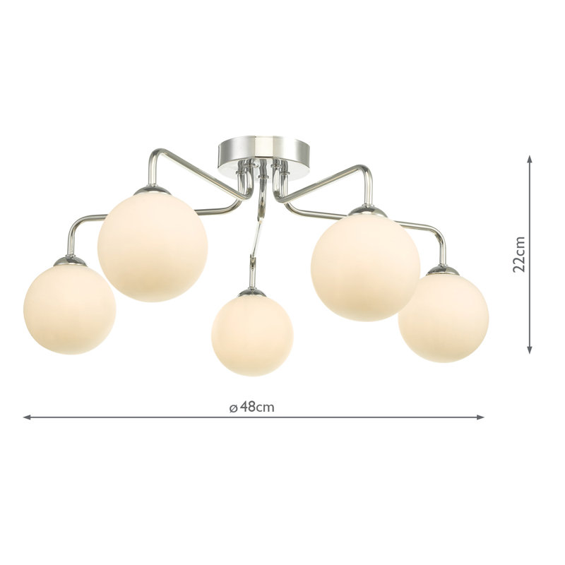 Flush Mount, Polished Chrome/Beige