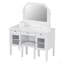 44.4" Makeup Vanity Desk With Large Adjustable Mirror, Dressing Table Set With Drawer & Cabinet, Space-Saving Beauty Station For Bedroom, White