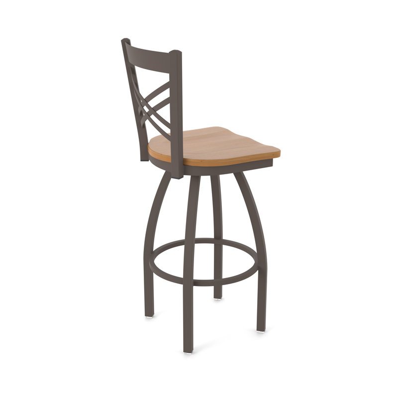 820 Catalina Swivel Bar Stool, Bronze, Wood-Medium Maple, Extra Tall (36" Seat Height)