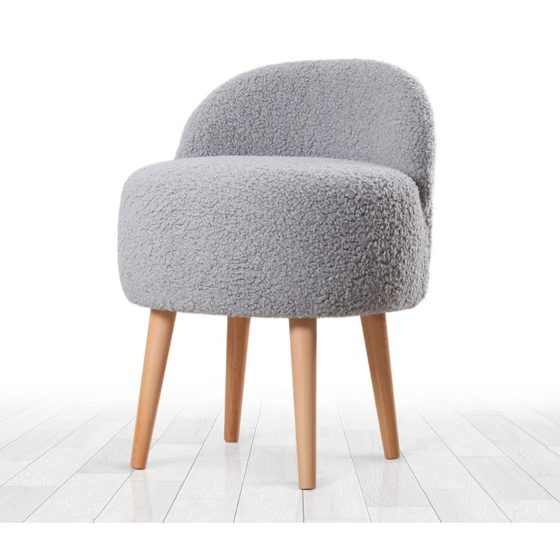 Corbett 48cm Wide Round Solid Colour Footstool Ottoman, Grey