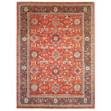 High-Quality Hand-Knotted Red And Navy Area Rug