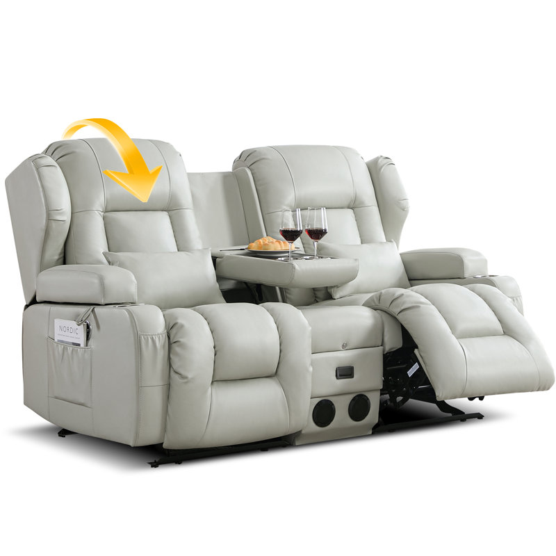 Loveseat Rocker Recliner Sofa, Dual Reclining Couches With Console, Manual Reclinable Double Seat 2 Person Recliner, Rv Movie Seating For Travel Trailers Living Room