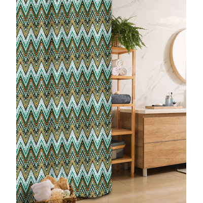 Olexandra Chevron Shower Curtain with Hooks Included
