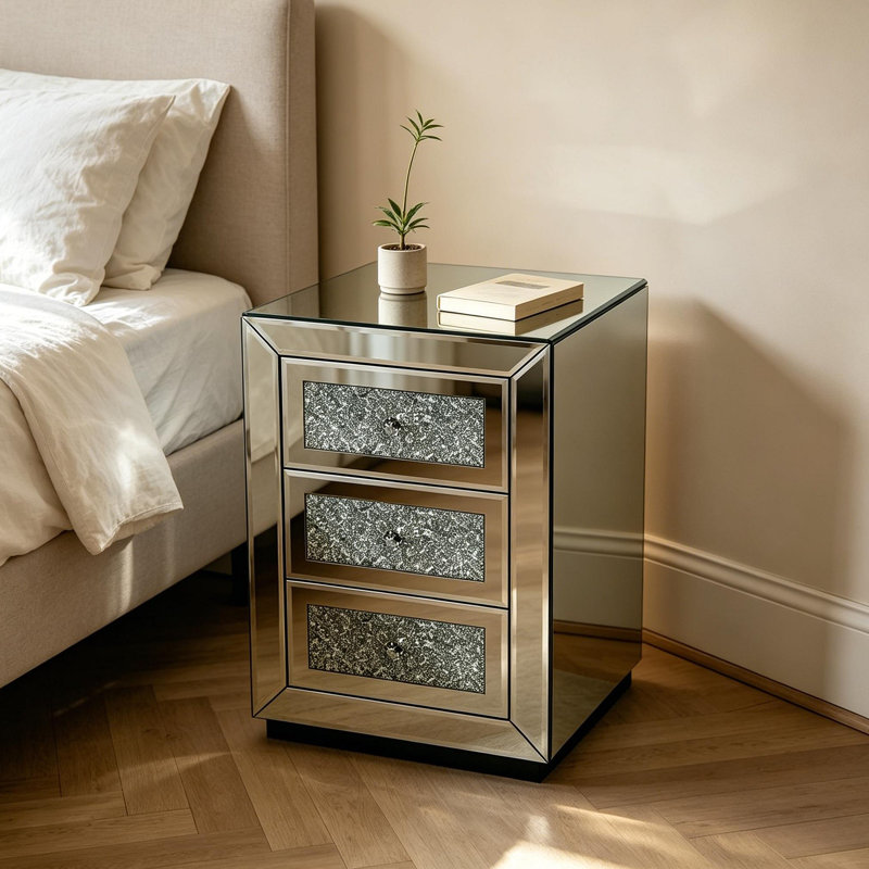 Table de chevet à 3 tiroirs avec table de chevet et miroir