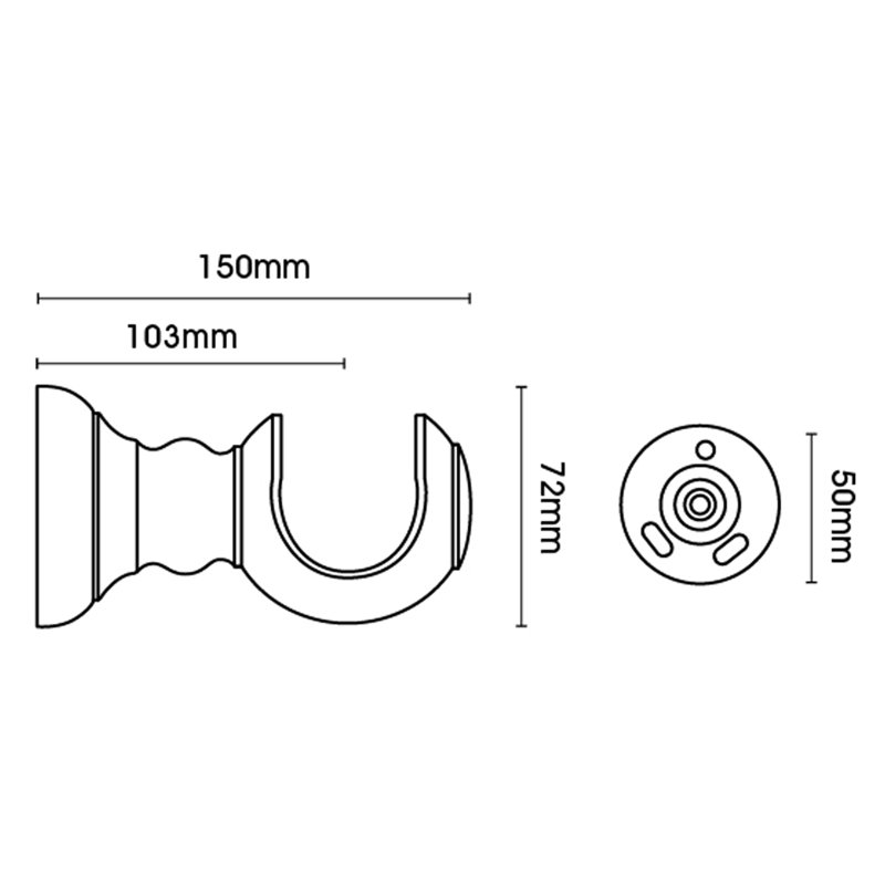 Wood Single Curtain Pole, 5 cm L x 180 cm W, Cream