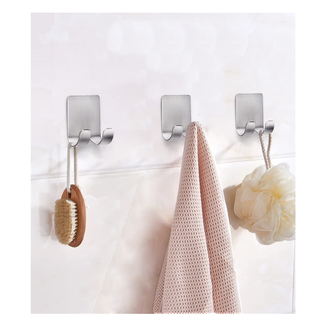 4pcs Holder Hanger Stand For Shower, Stainless Steel Utility Hooks For  Towel, Loofah, Robe And Coat, Bathroom Kitchen Organizer, Self Adhesive,  Waterp
