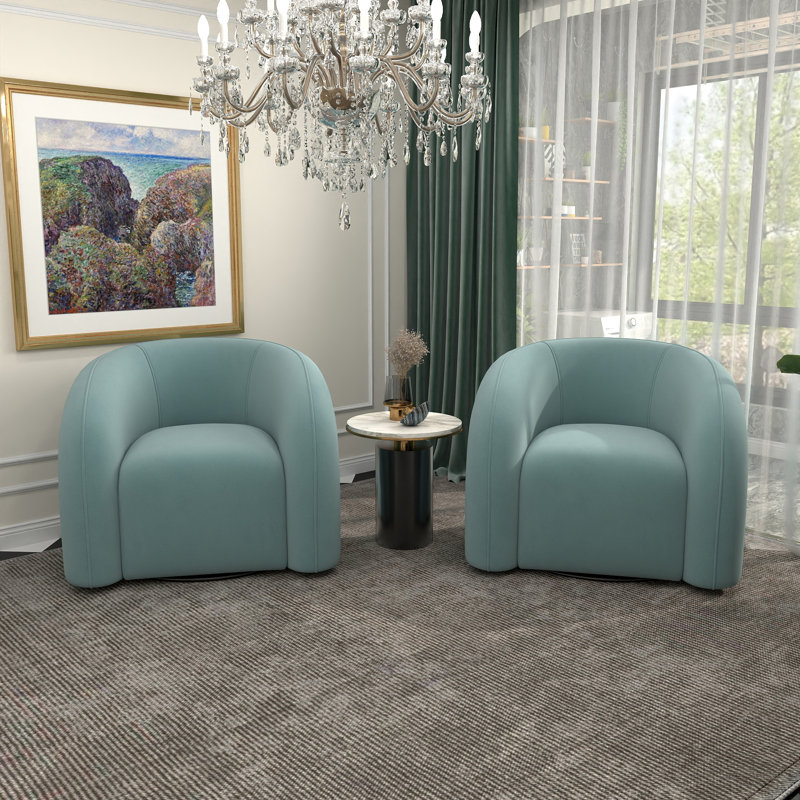 Fauteuil demi-tonneau pivotant de 34,6 po Briggette, Bleu