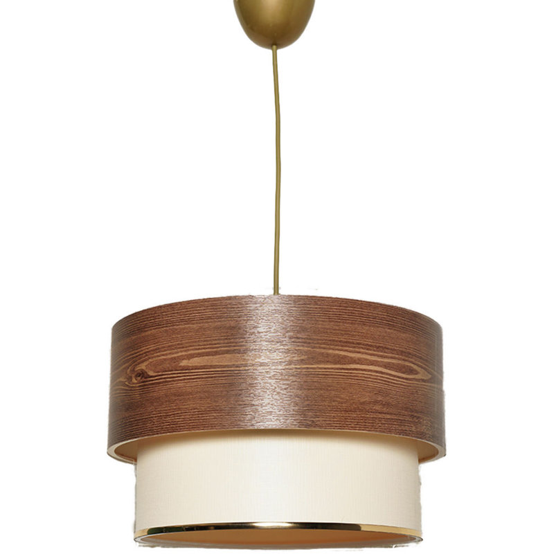 Oswayo 1 - Light Shaded Drum Pendant, Gold, Brown/Cream