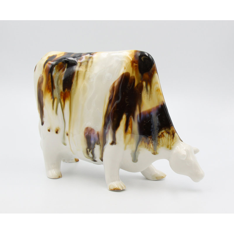Brown Crystallized Cow Figurine- 8 5/8"H