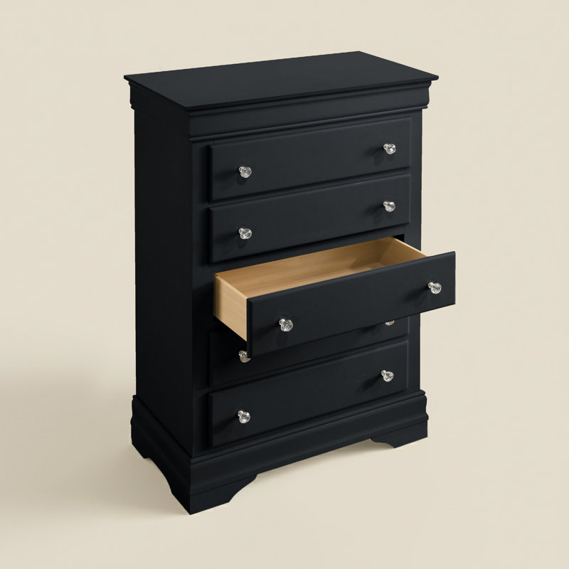 Ensemble de chambre à coucher 2 pièces en bois massif Barvelle, Noir