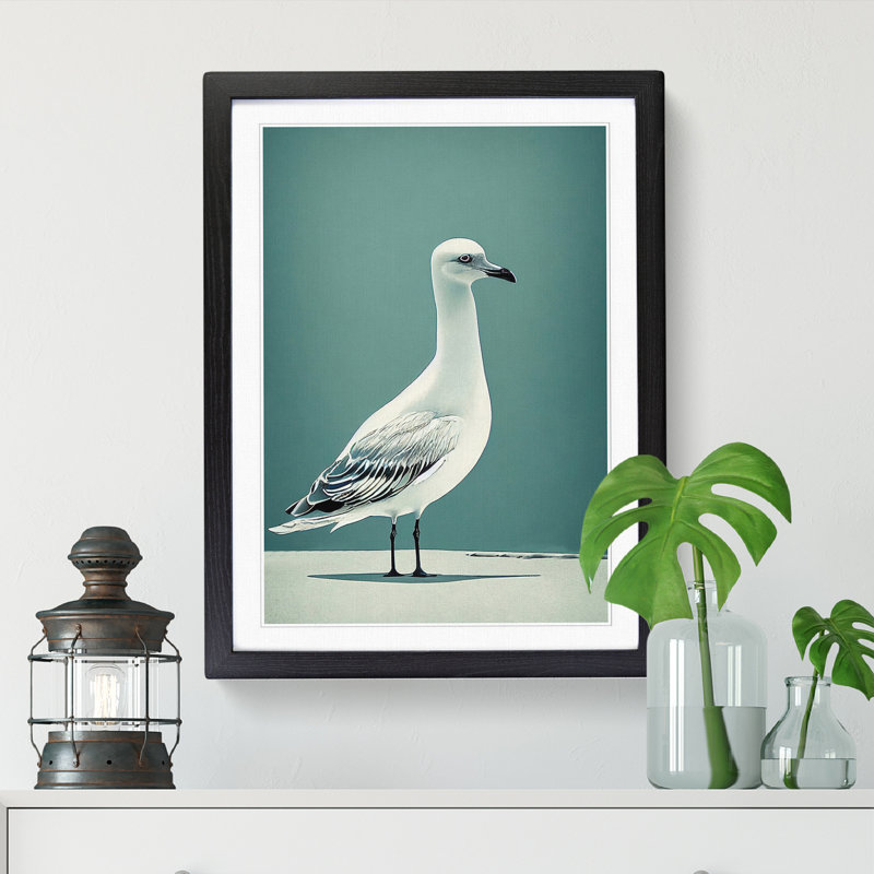Seagull Portrait Vol.2 - Single Picture Frame Print, Black, 34cm H x 25cm W x 2cm D